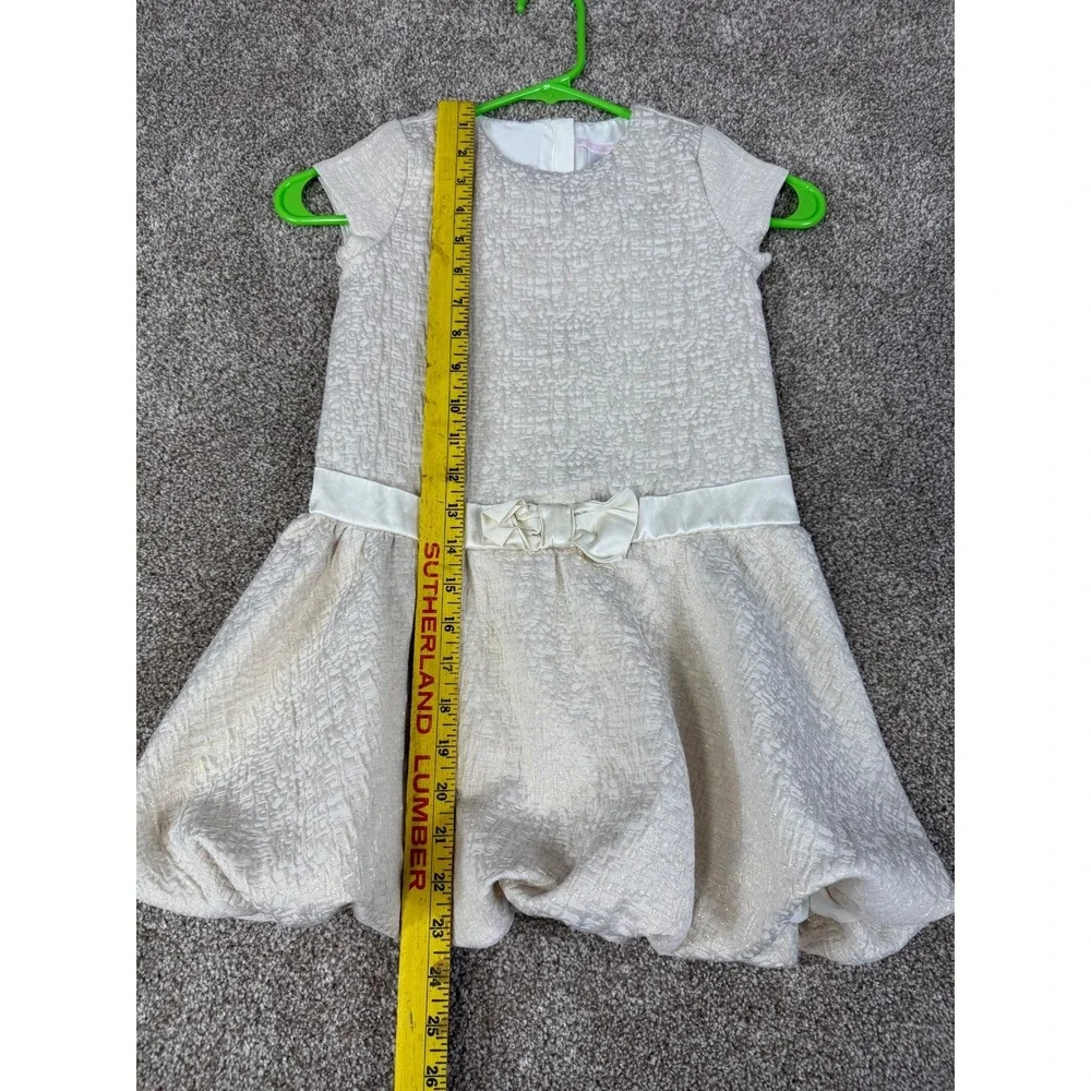 Janie and Jack Girls Gold Metallic Jacquard Bubble Hem Dress 5 FlowerGirl‎ Party